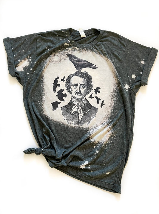 Poe Raven Halloween Bleached Tee
