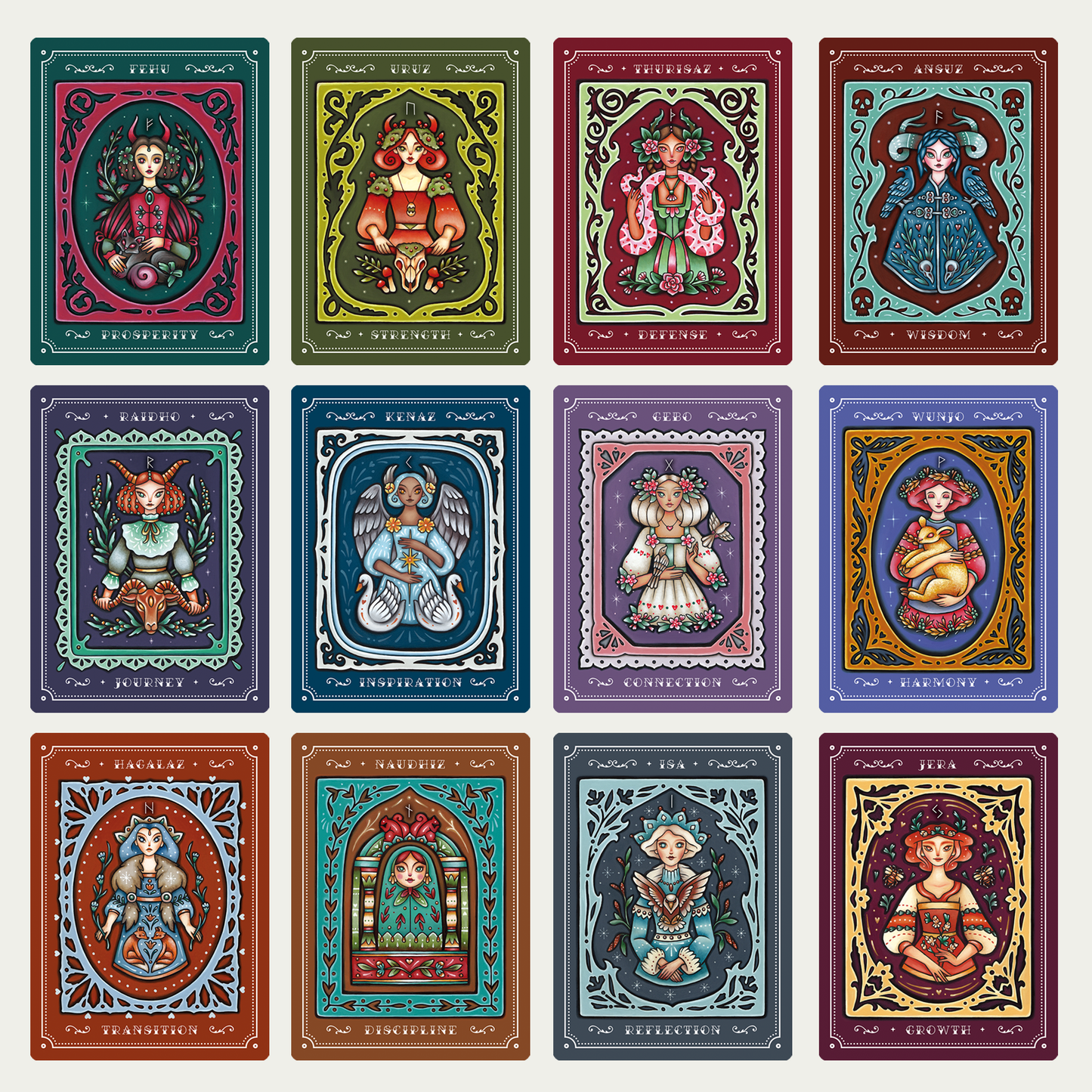 Weird Weavings - Threads of Feminine Wisdom Rune Oracle Deck by Faina Lorah