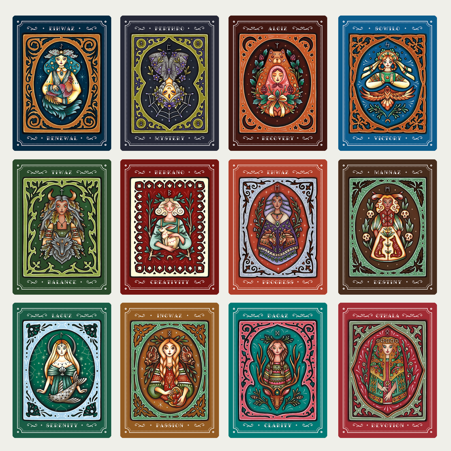 Weird Weavings - Threads of Feminine Wisdom Rune Oracle Deck by Faina Lorah