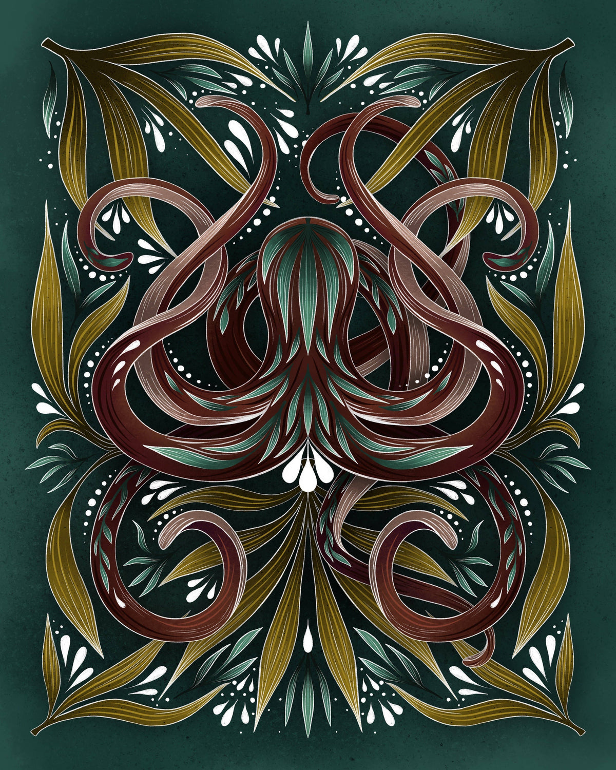 Octopus Print by These Old Woods 5x7 in