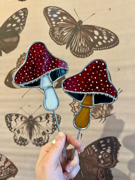 Stained Glass Mushroom Plant Stakes *MADE TO ORDER*