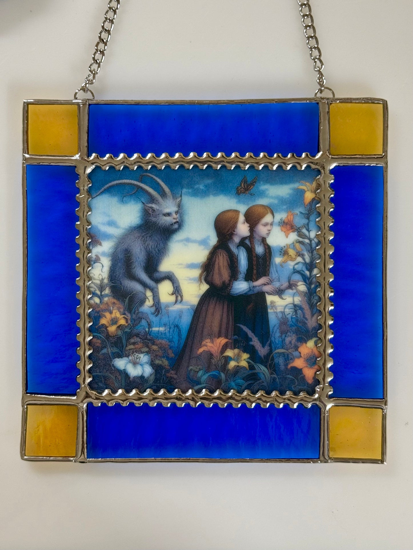 Victorian Fantasy Demon Devil Decal Stained Glass Suncatcher