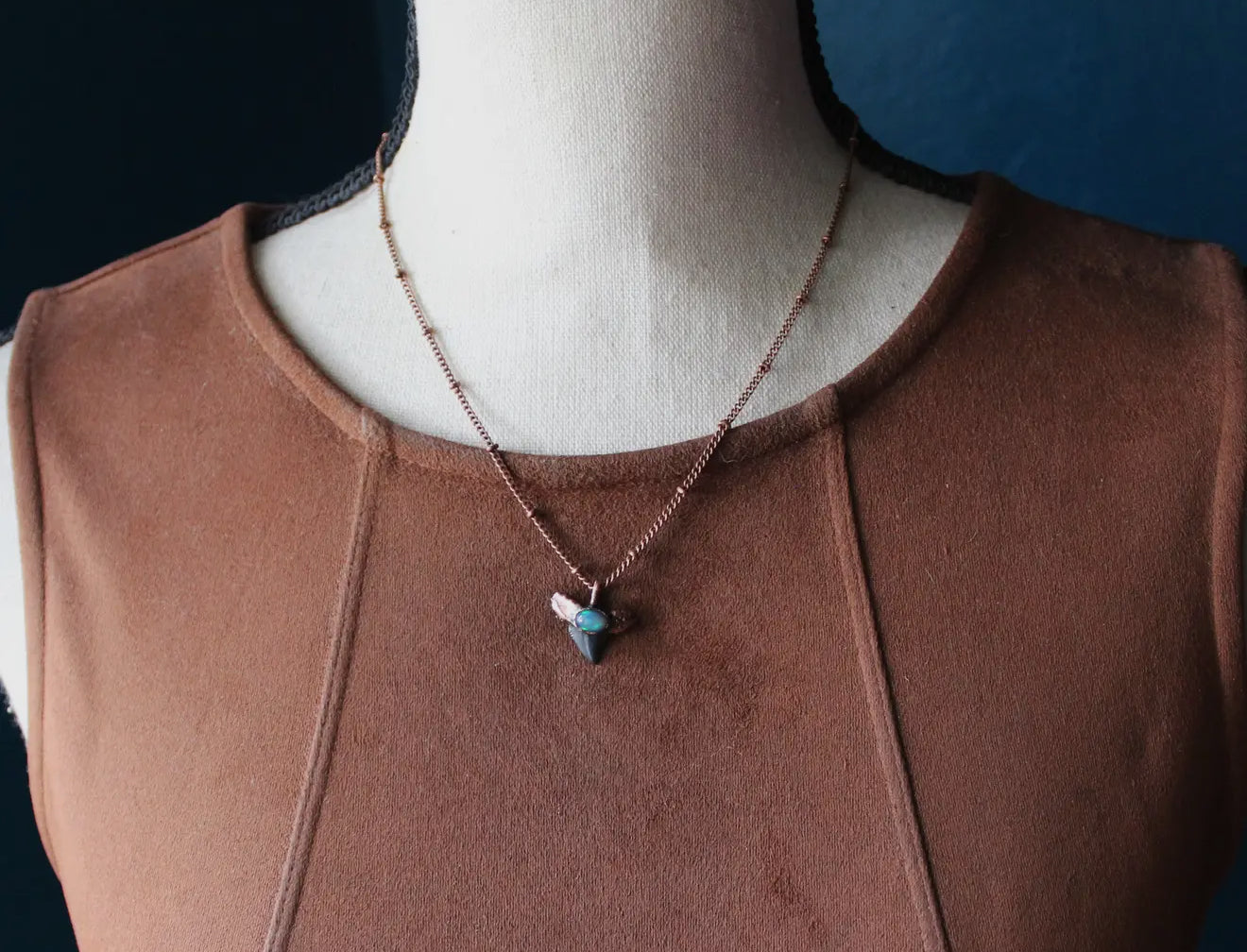 Opal Shark Tooth Electroformed Copper by Kitty Bomb Curios