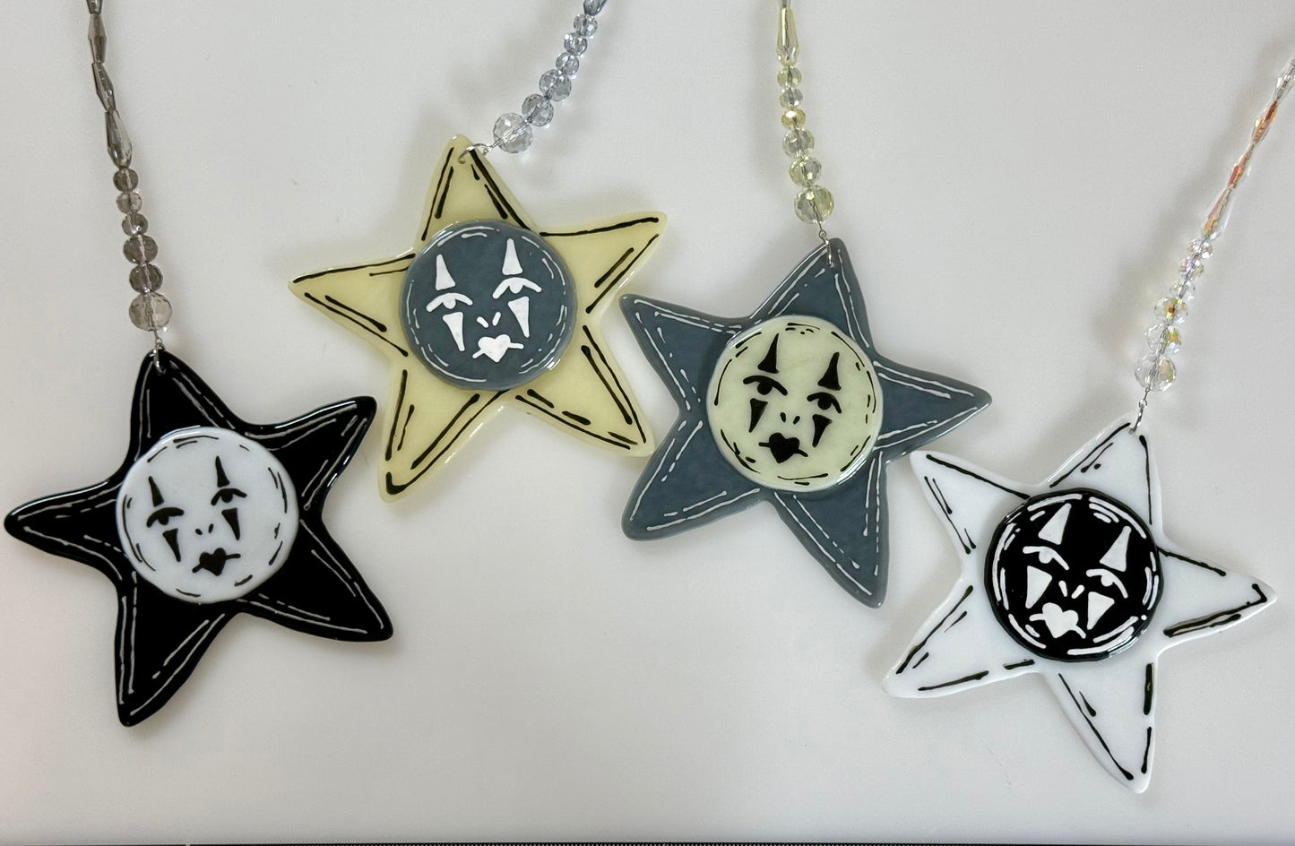 French Mime Face Star Ornament Charm