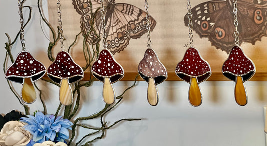 Stained Glass Mushroom Suncatcher Window Hanging *MADE TO ORDER*