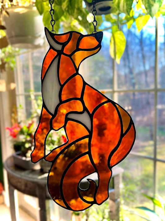 Stained Glass Fox Suncatcher