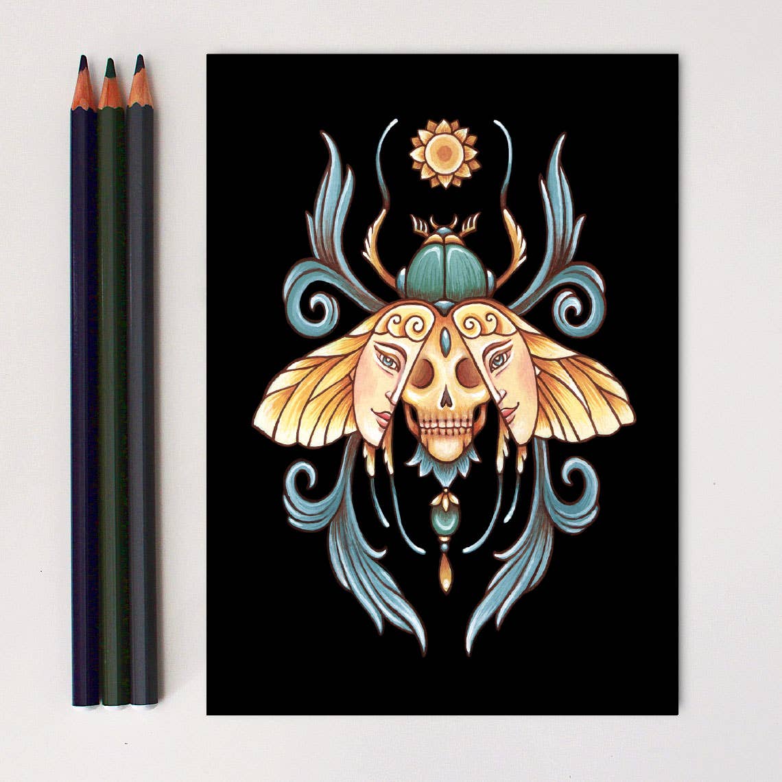 Scarab Beetle Art Print Fall Decor