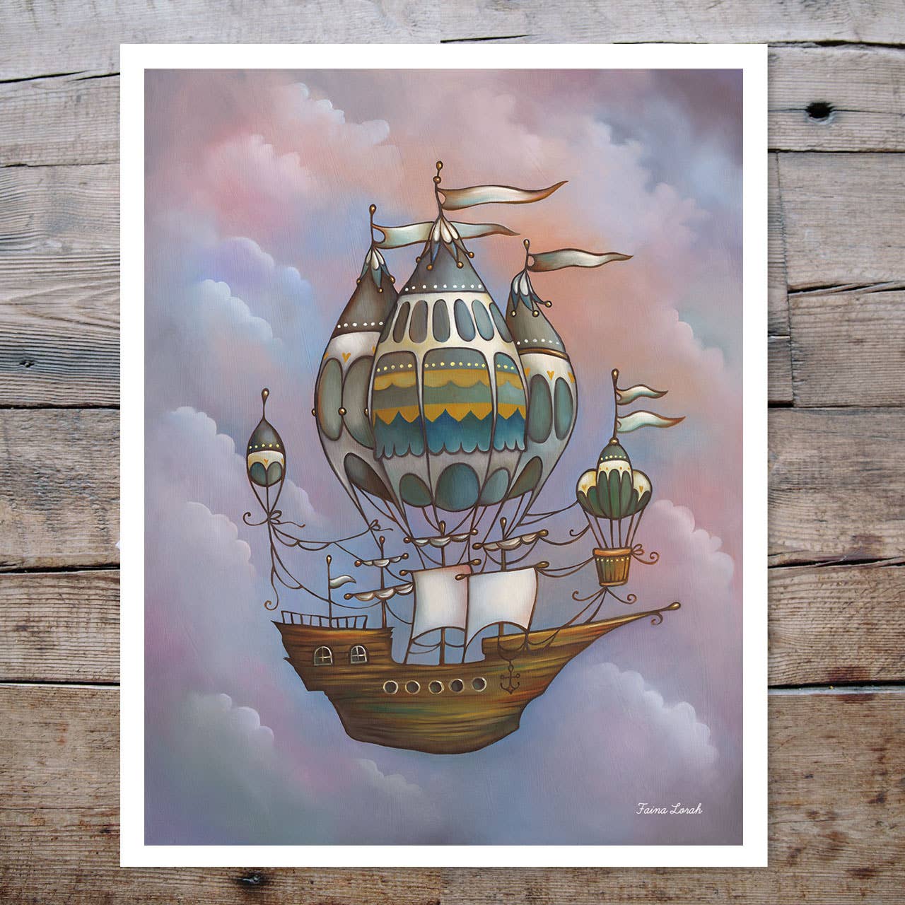 Cloud Sailing Steampunk Airship Art Print