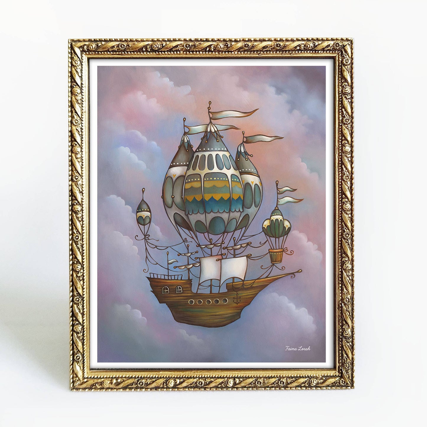 Cloud Sailing Steampunk Airship Art Print