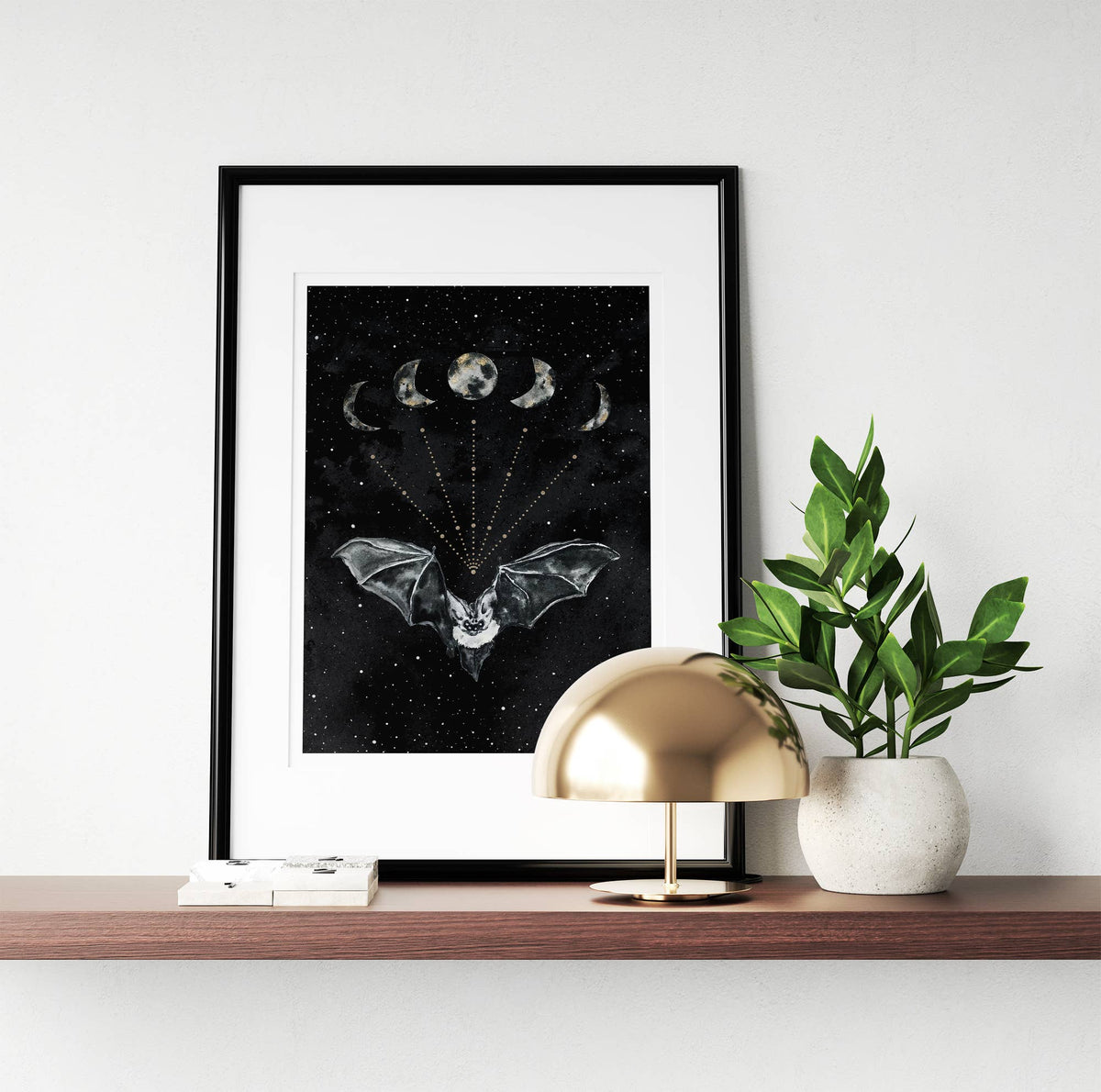 Bat Print, Moon Phases Poster Witchy Art Print Wall Art by The Flow Design