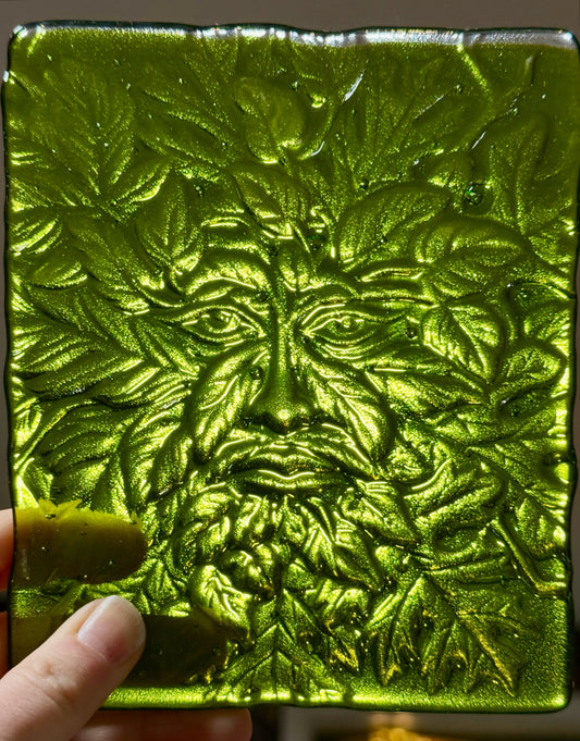 Green Man Fused Glass Suncatcher