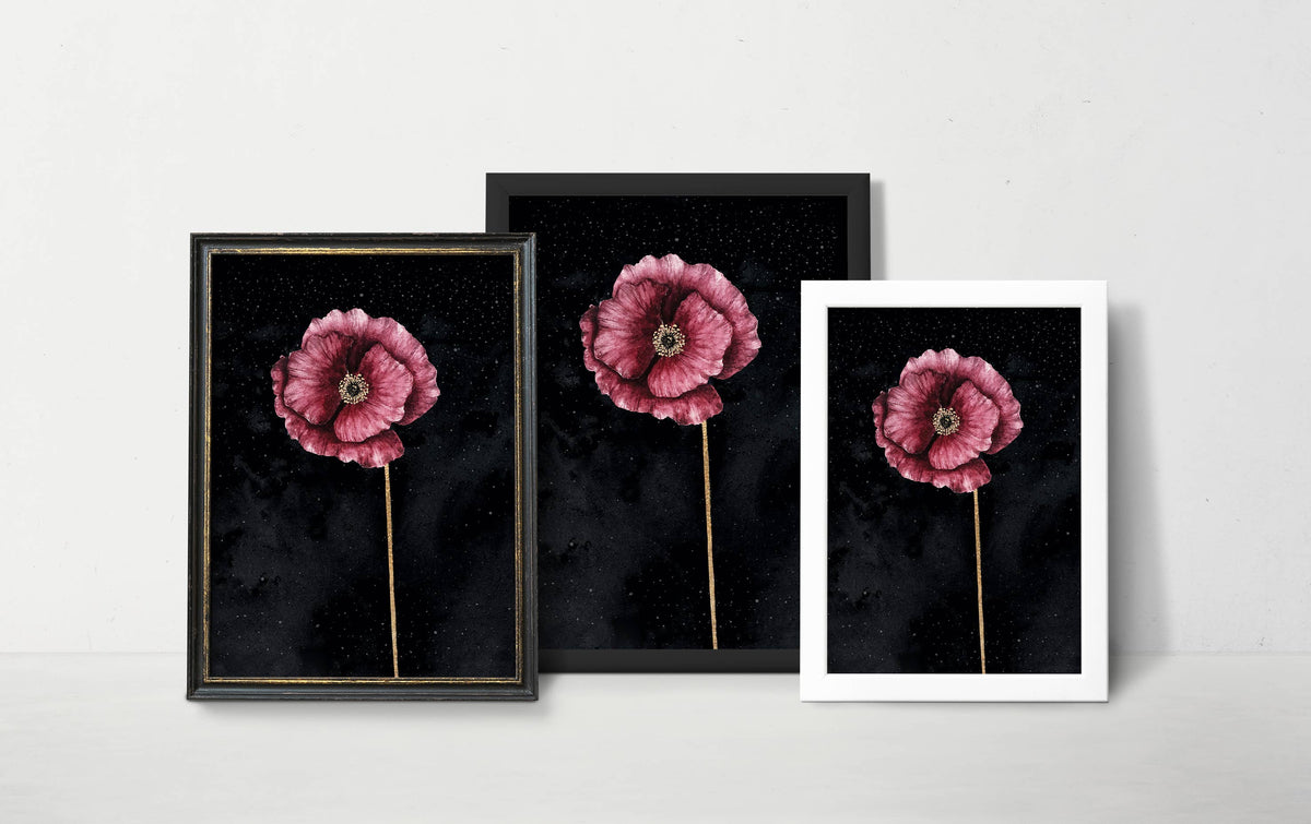 Poppy Flower Art Print - Celestial Witchy Flower Decor by The Flow Design
