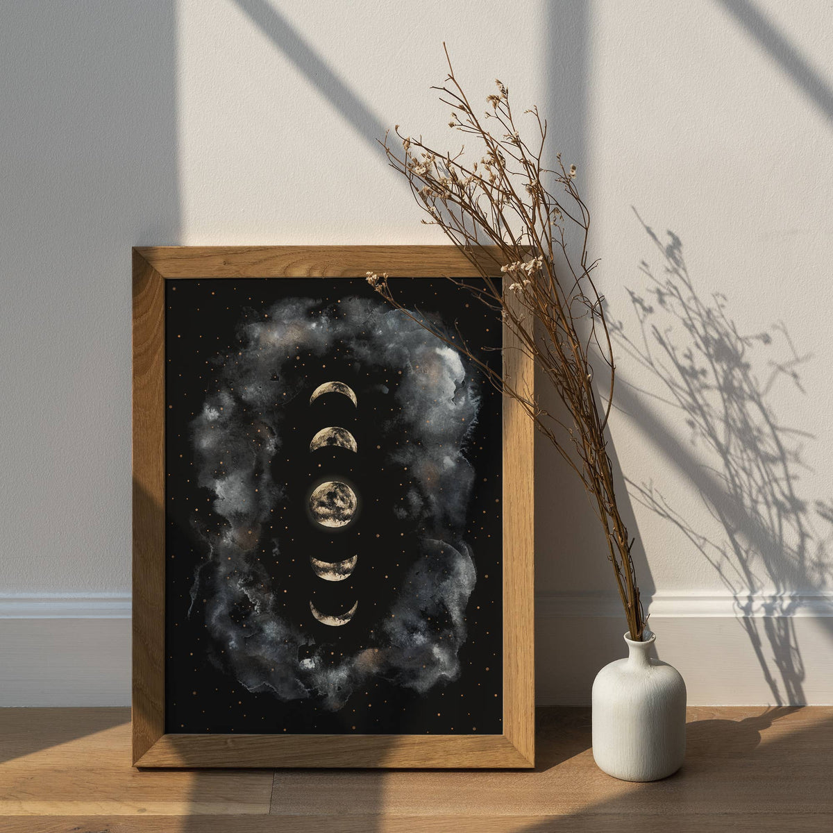 Moon Art Print, Moon Phases Poster Celestial Witchy Print by The Flow Design
