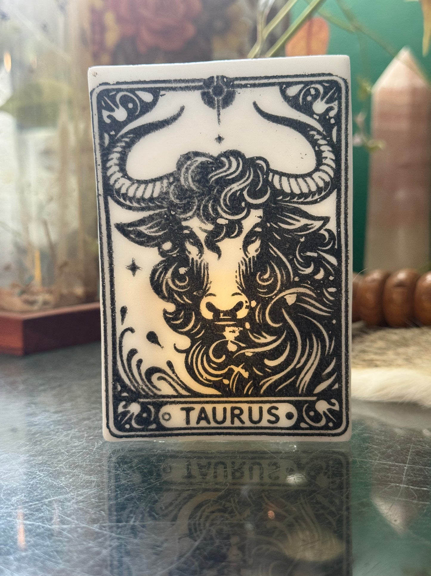 Glass Zodiac Tea light holder