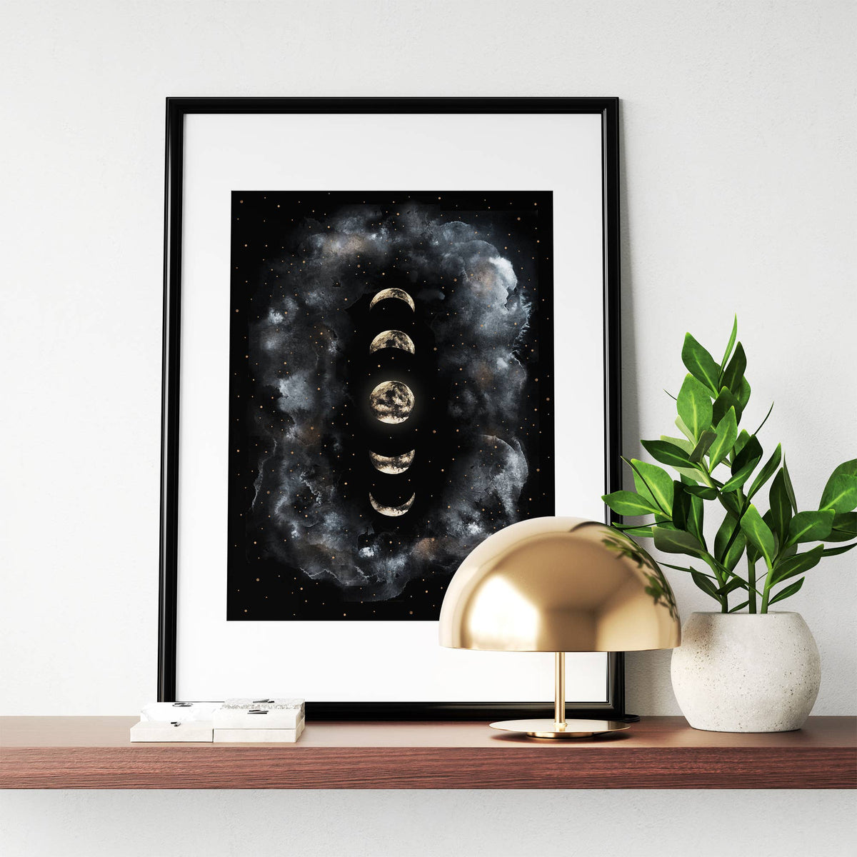 Moon Art Print, Moon Phases Poster Celestial Witchy Print by The Flow Design