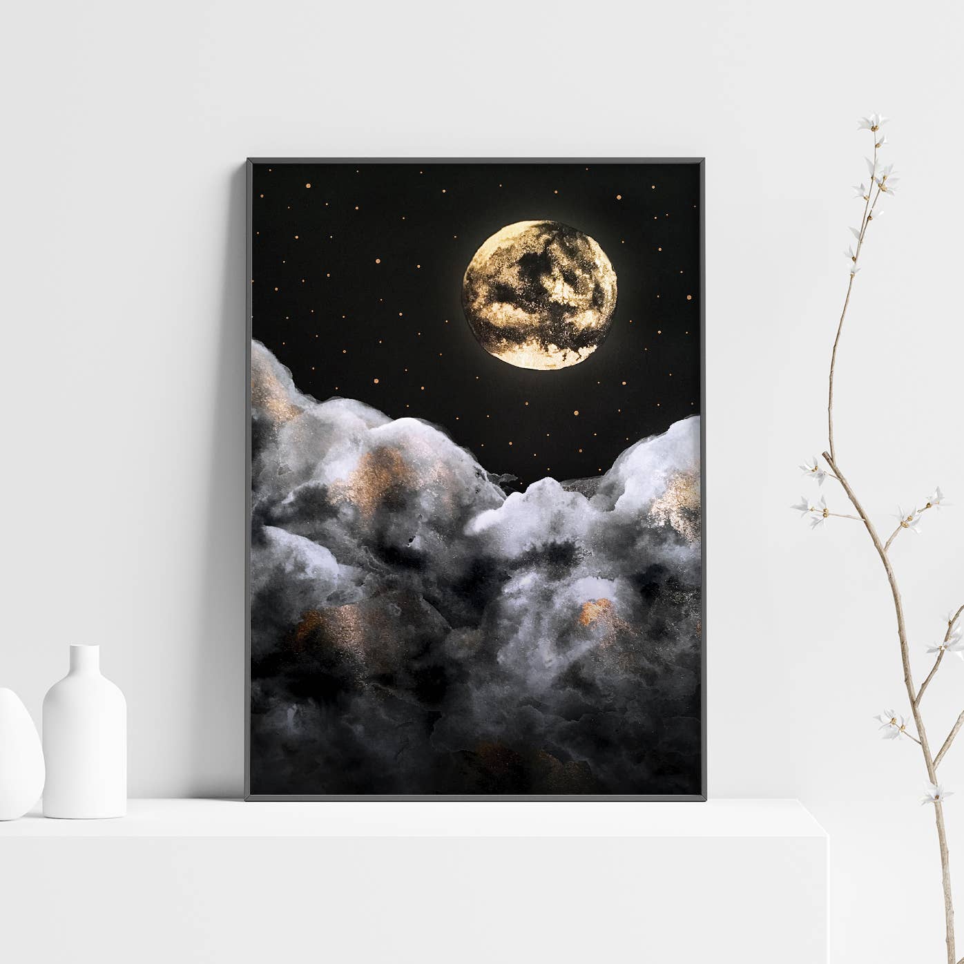 Full Moon Print Celestial Witchy Wall Art - Spiritual Decor