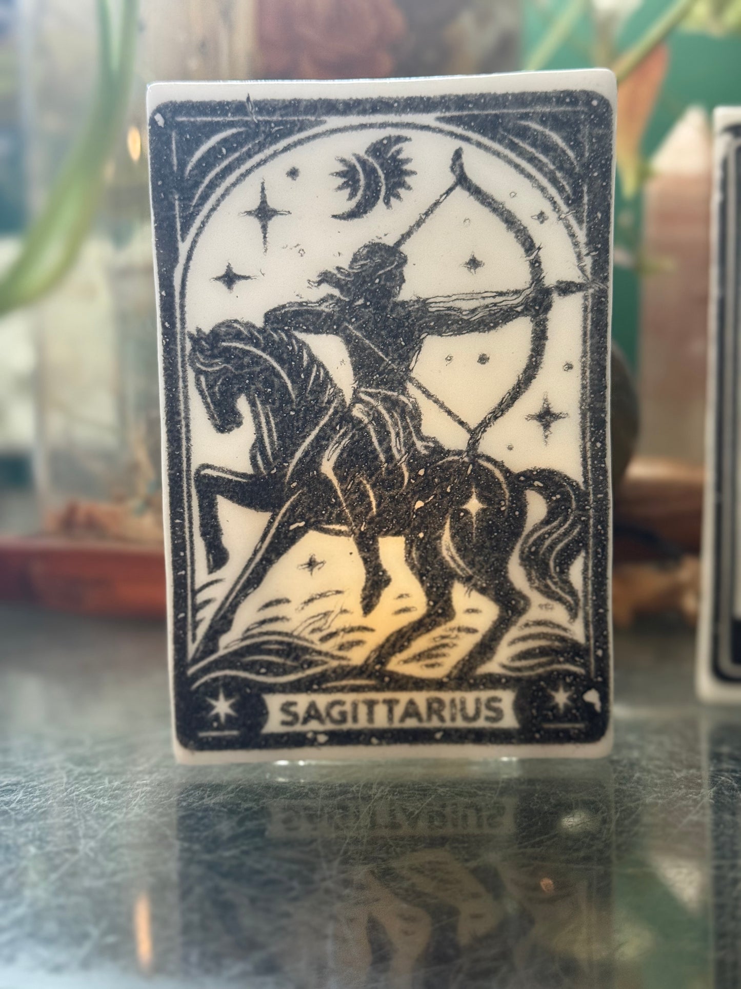 Glass Zodiac Tea light holder