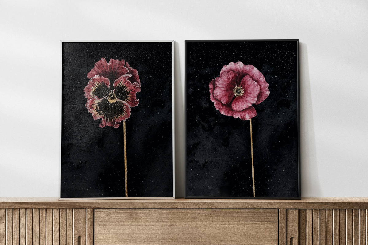 Poppy Flower Art Print - Celestial Witchy Flower Decor by The Flow Design