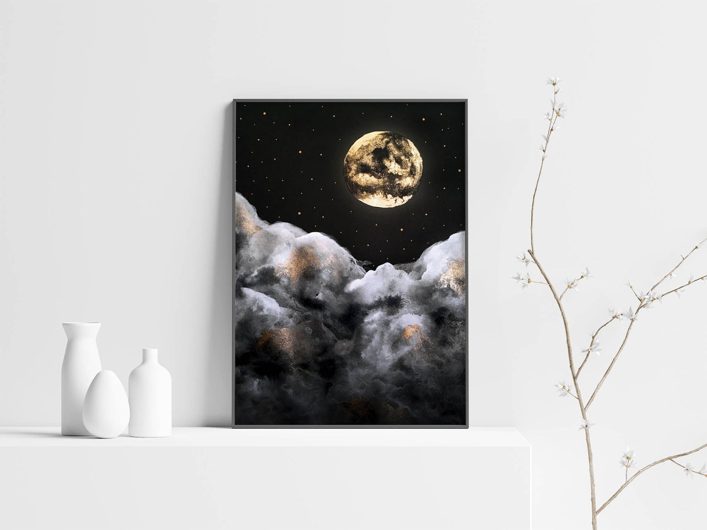 Full Moon Print Celestial Witchy Wall Art - Spiritual Decor