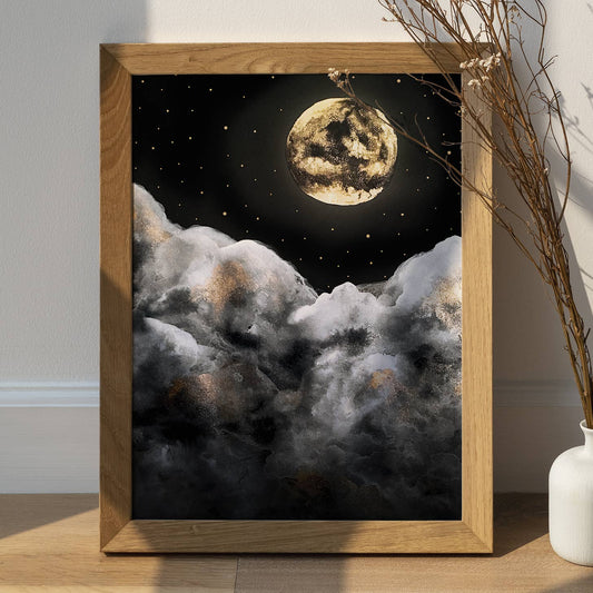 Full Moon Print Celestial Witchy Wall Art - Spiritual Decor