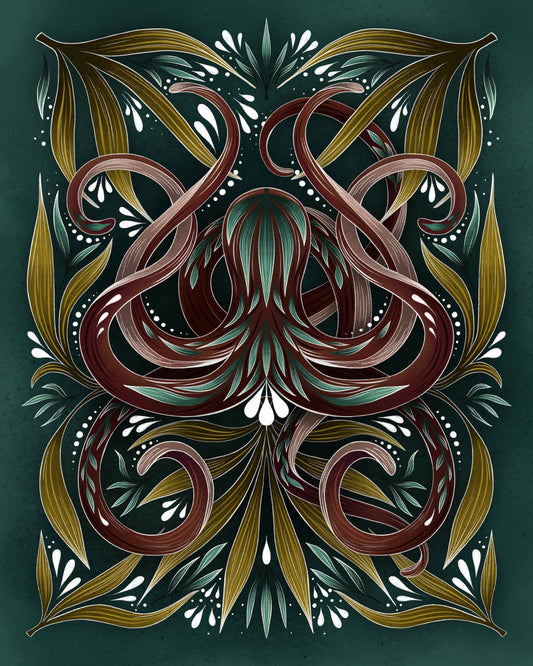 Octopus Print by These Old Woods 5x7 in