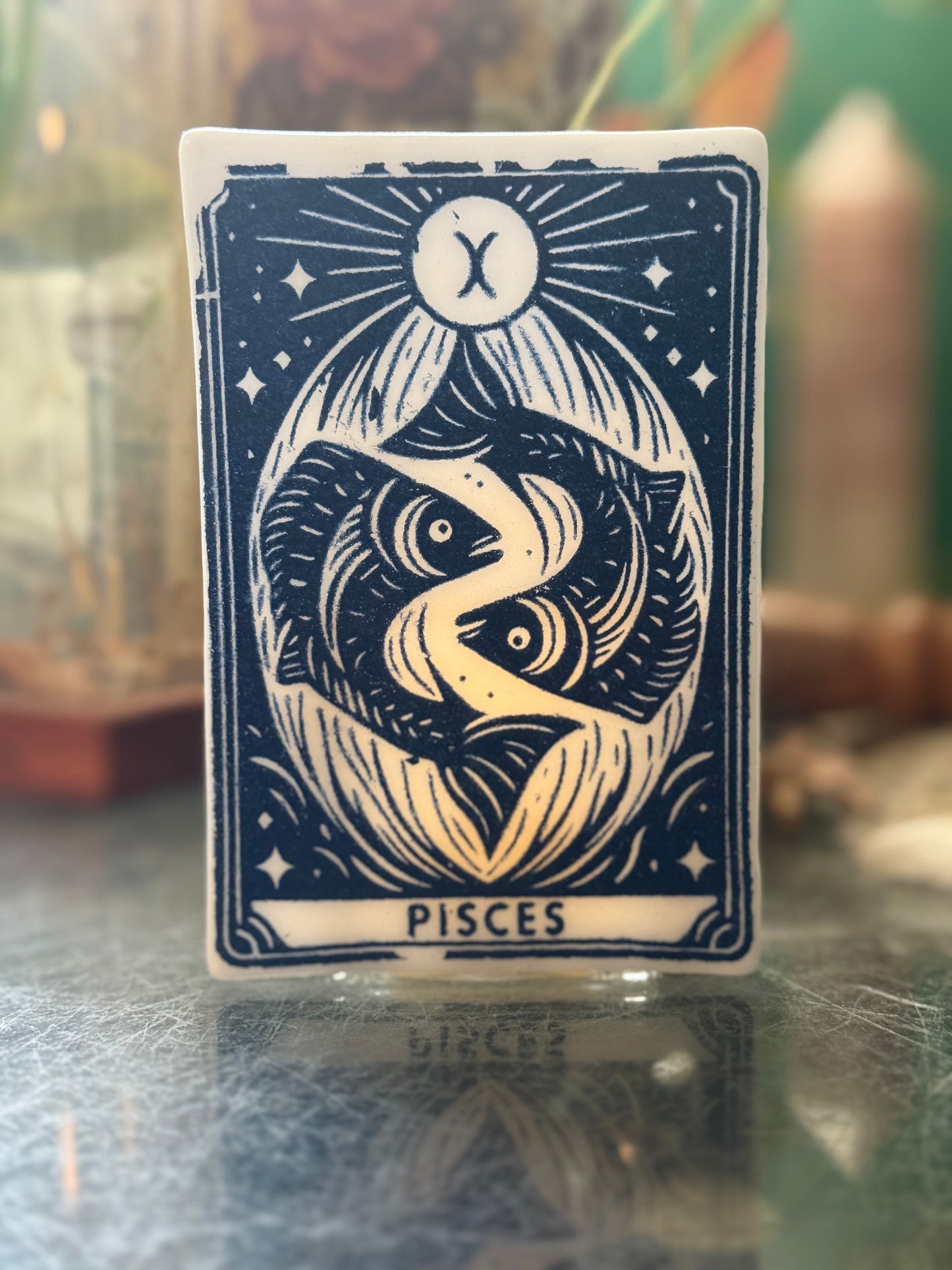 Glass Zodiac Tea light holder