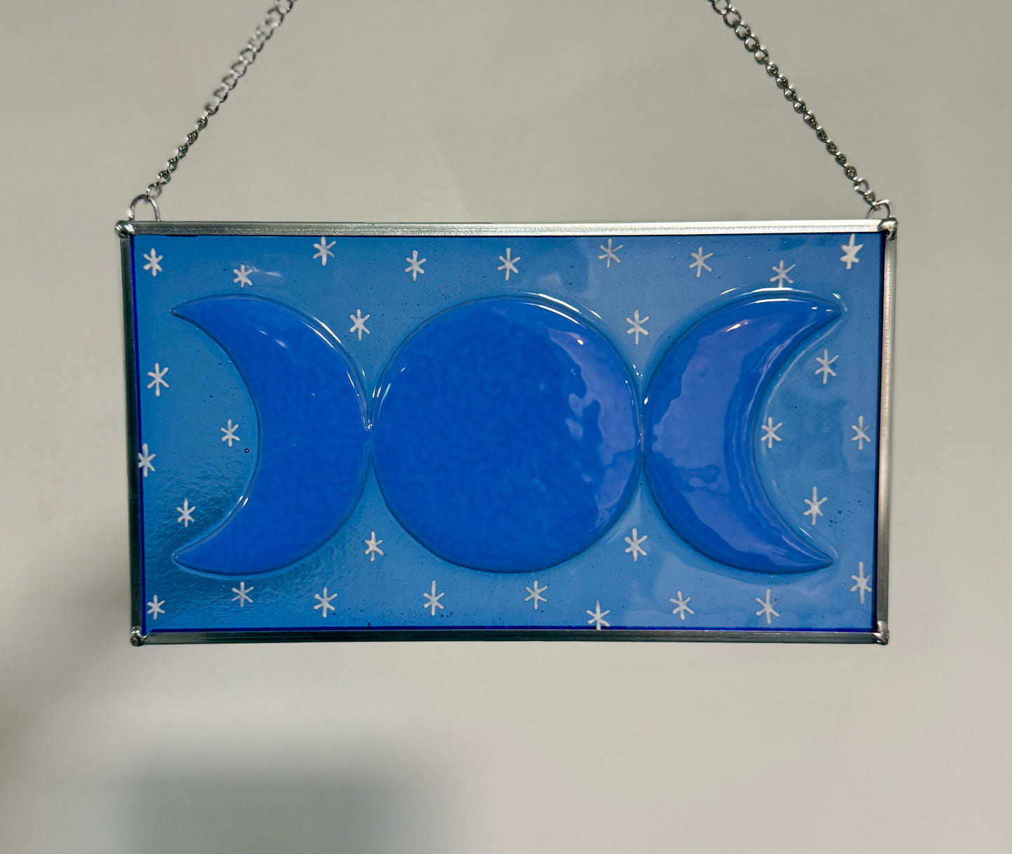Triple Moon Stained Glass Window Hanging by The Fickle Hare