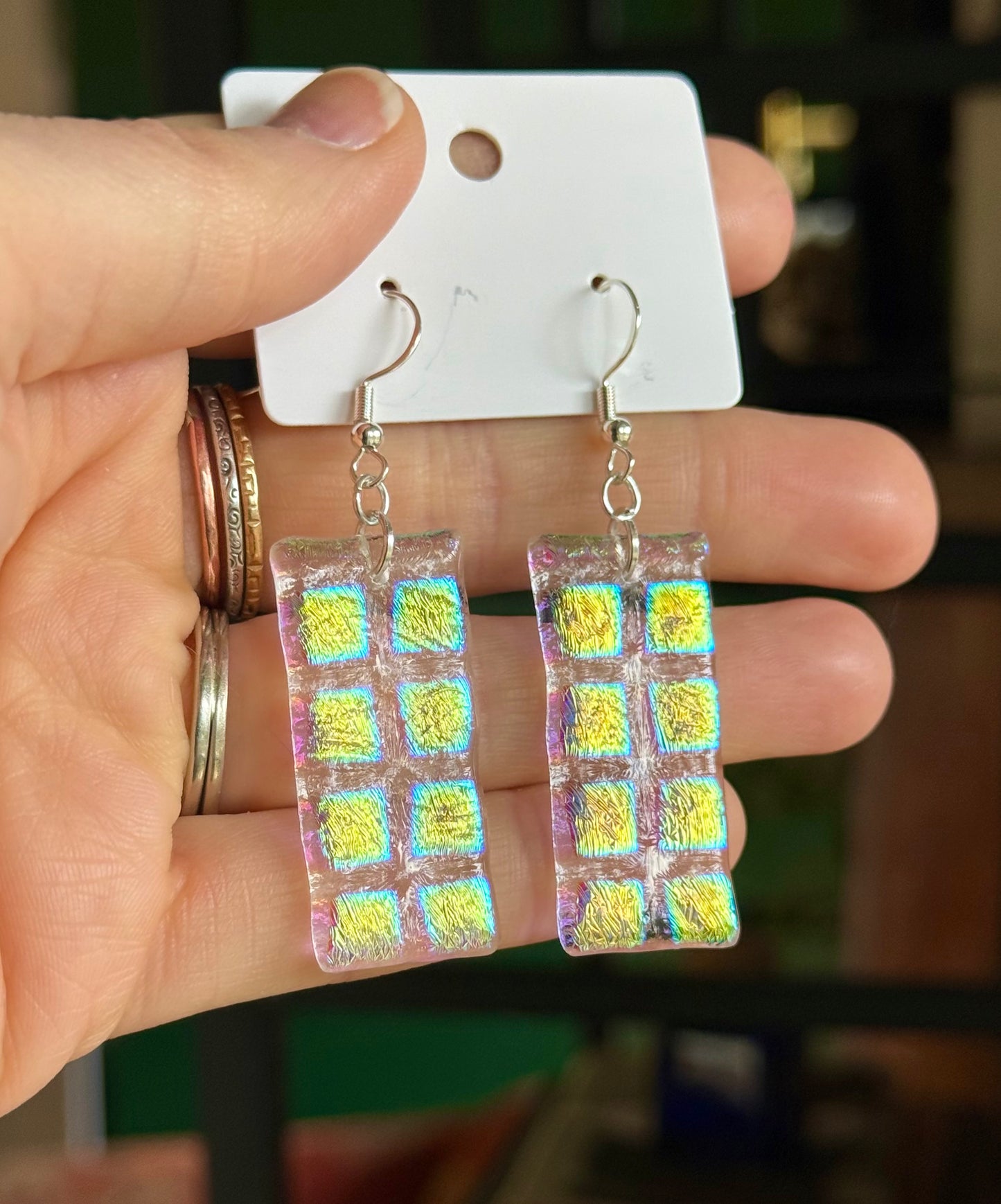 Iridescent Fused Glass Earrings