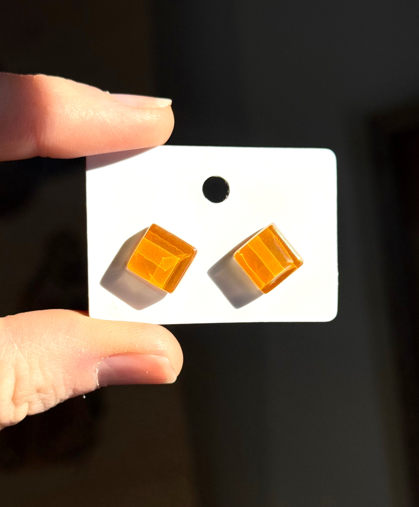 Iridescent Glass Tile Stud Earrings