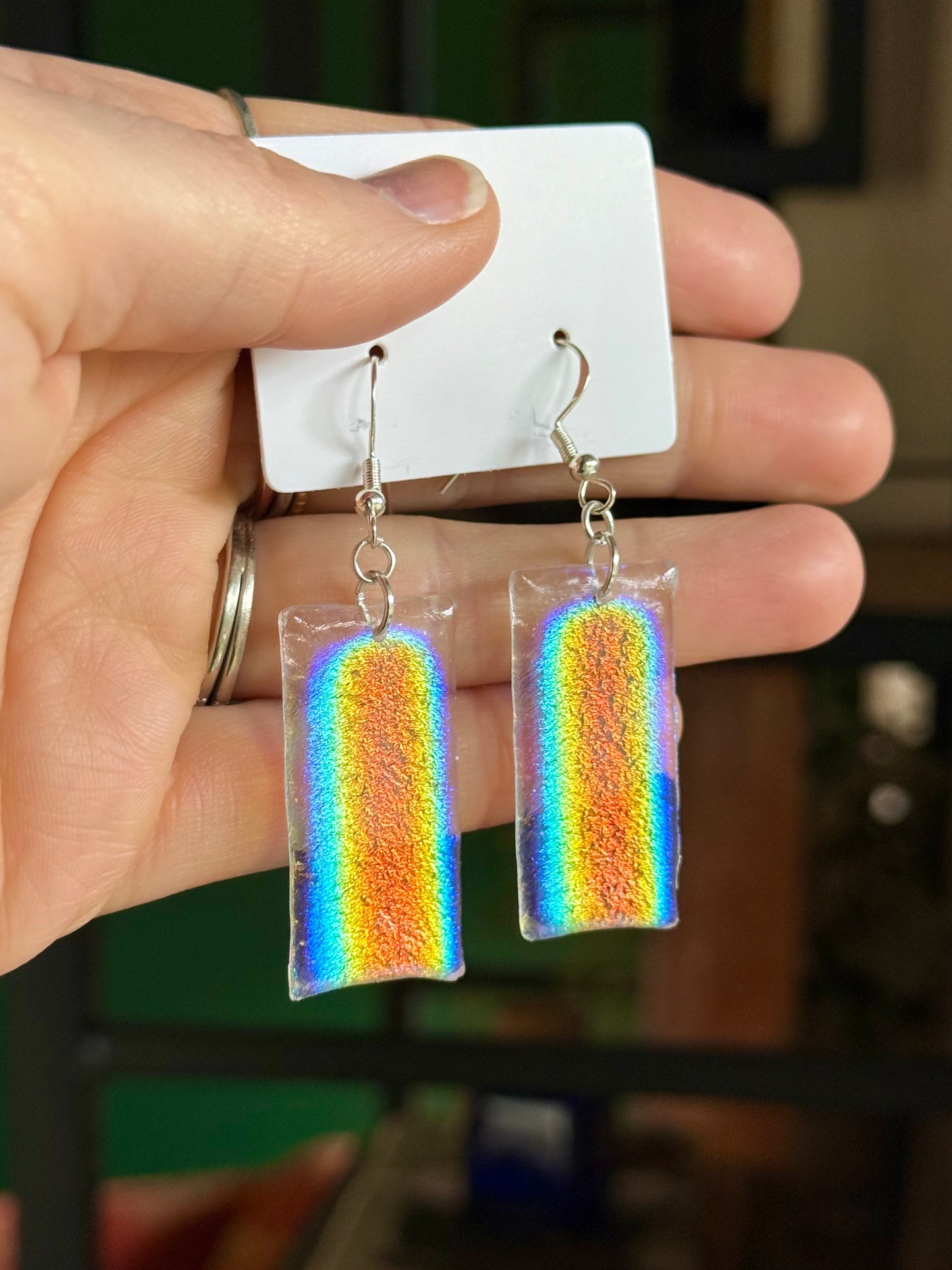 Iridescent Fused Glass Earrings