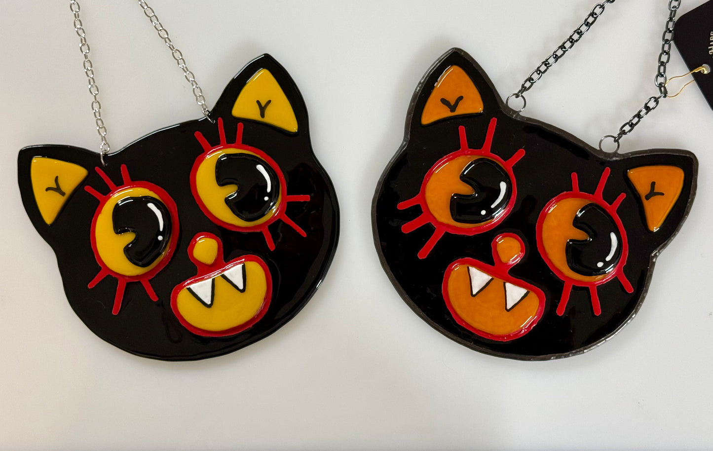 Vintage Style Halloween Cat Fused Glass