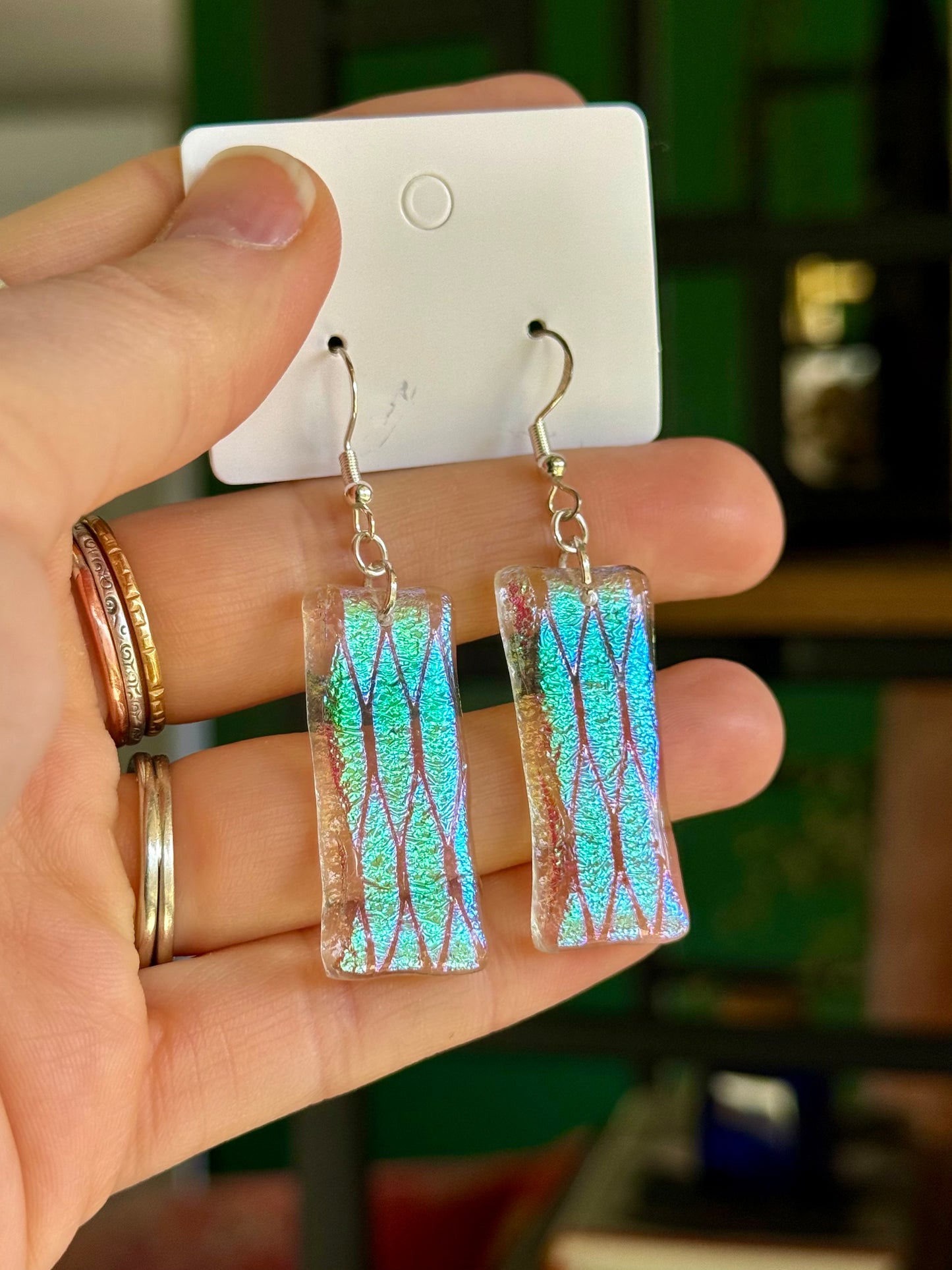 Iridescent Fused Glass Earrings