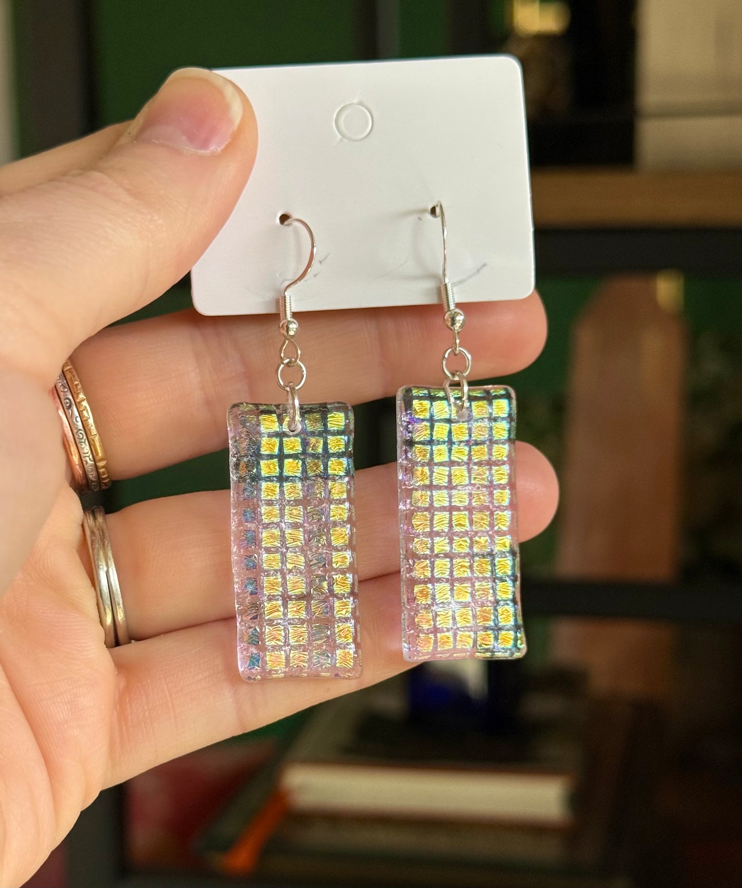 Iridescent Fused Glass Earrings