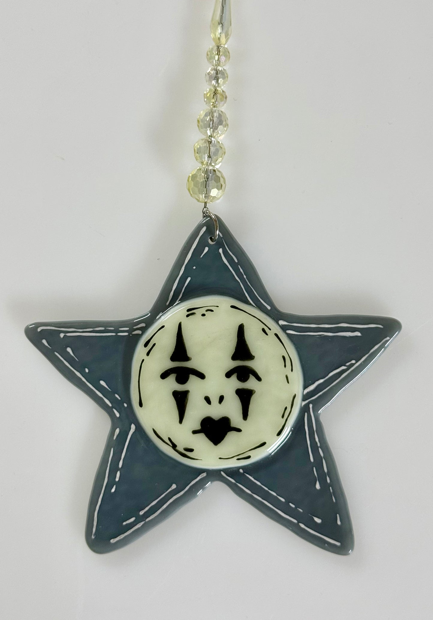 French Mime Face Star Ornament Charm