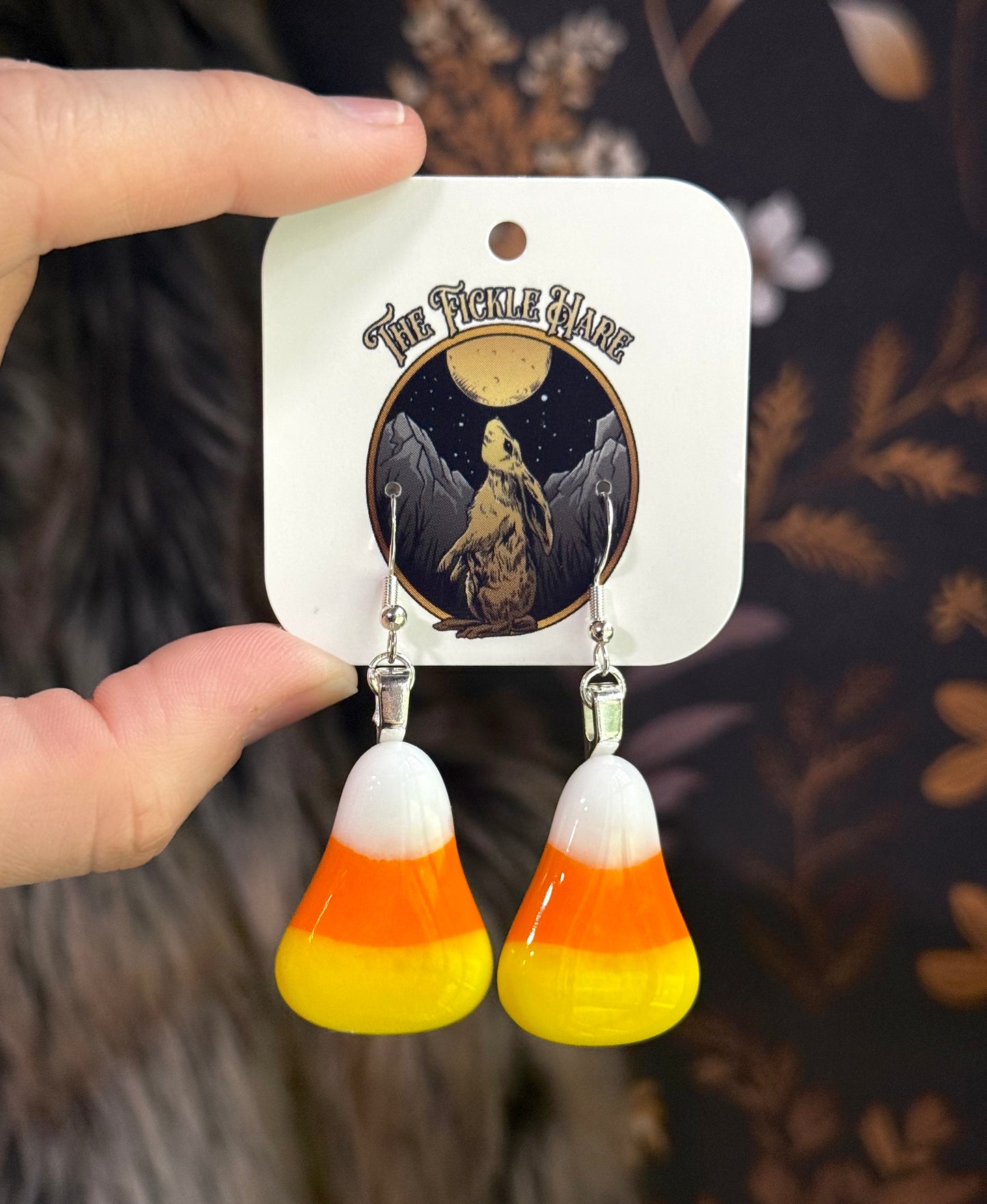 Candy Corn Fused Glass Earrings