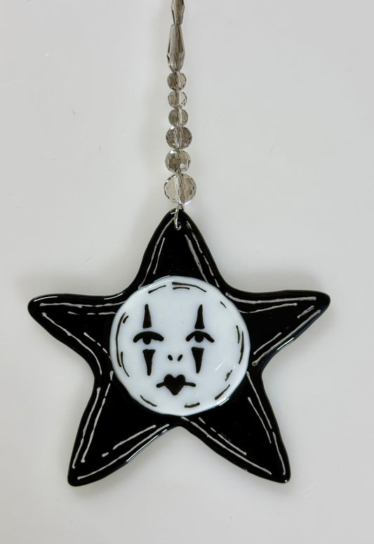 French Mime Face Star Ornament Charm