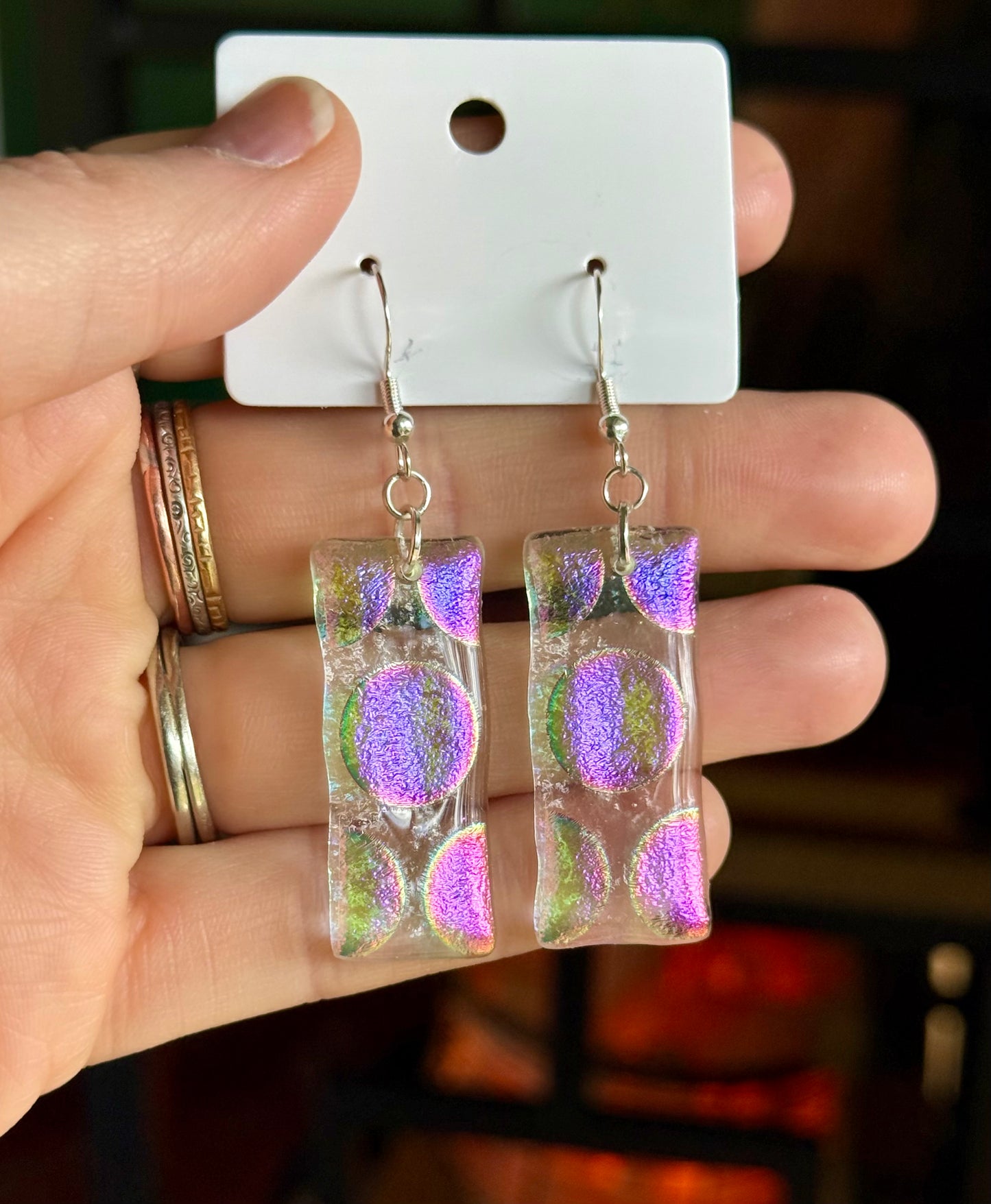 Iridescent Fused Glass Earrings