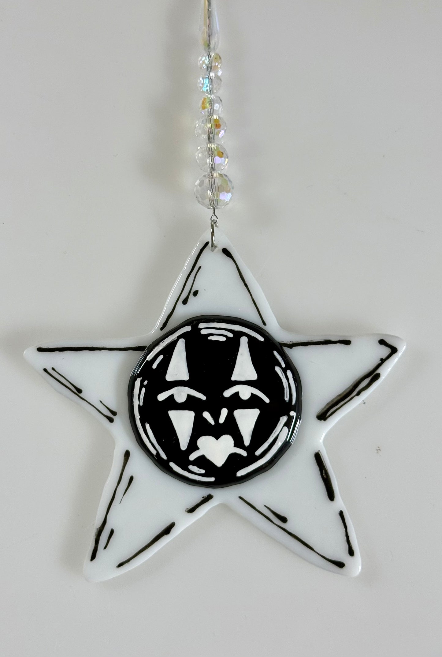 French Mime Face Star Ornament Charm