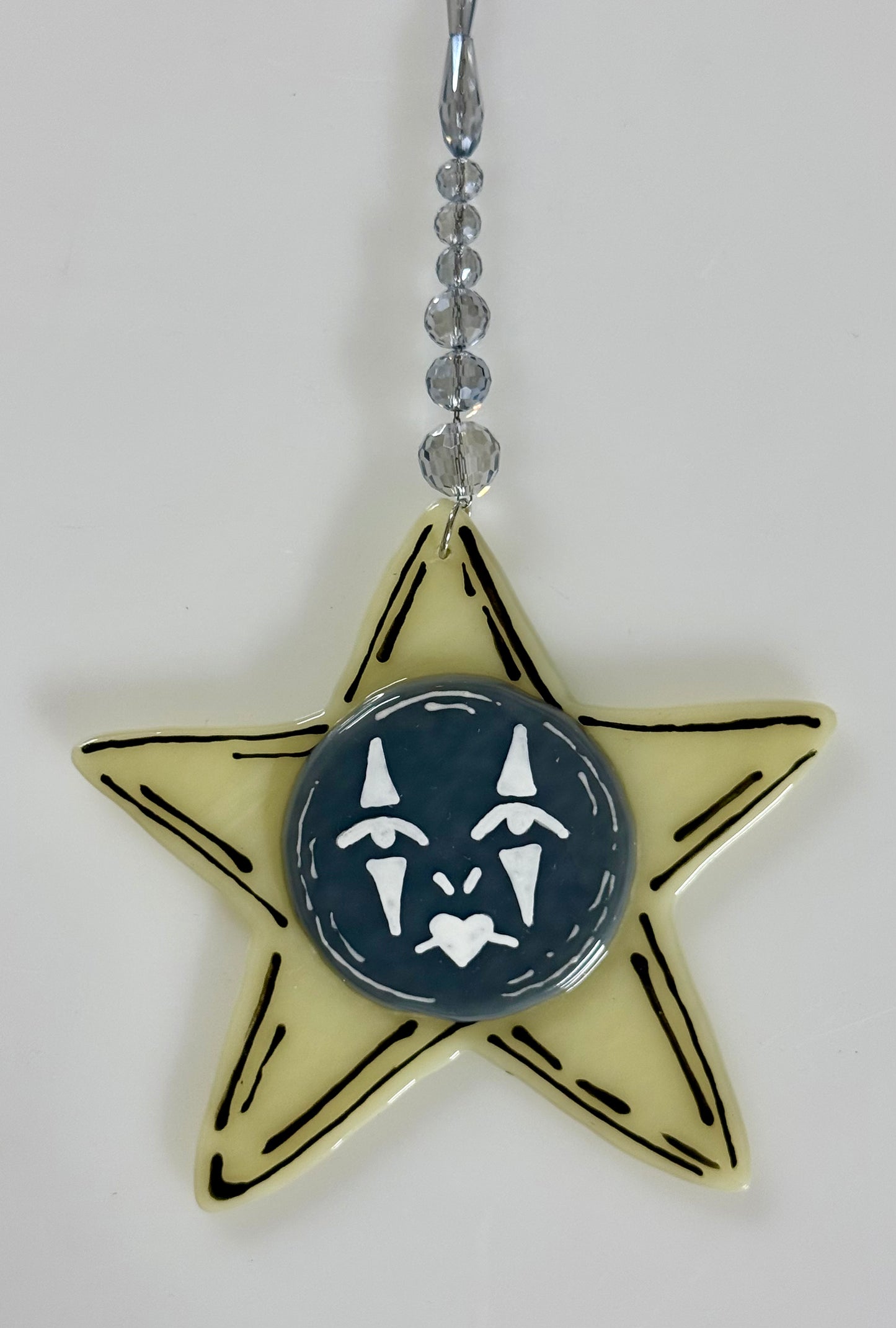 French Mime Face Star Ornament Charm