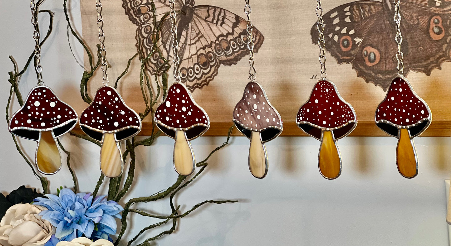 Stained Glass Mushroom Suncatcher Window Hanging *MADE TO ORDER*