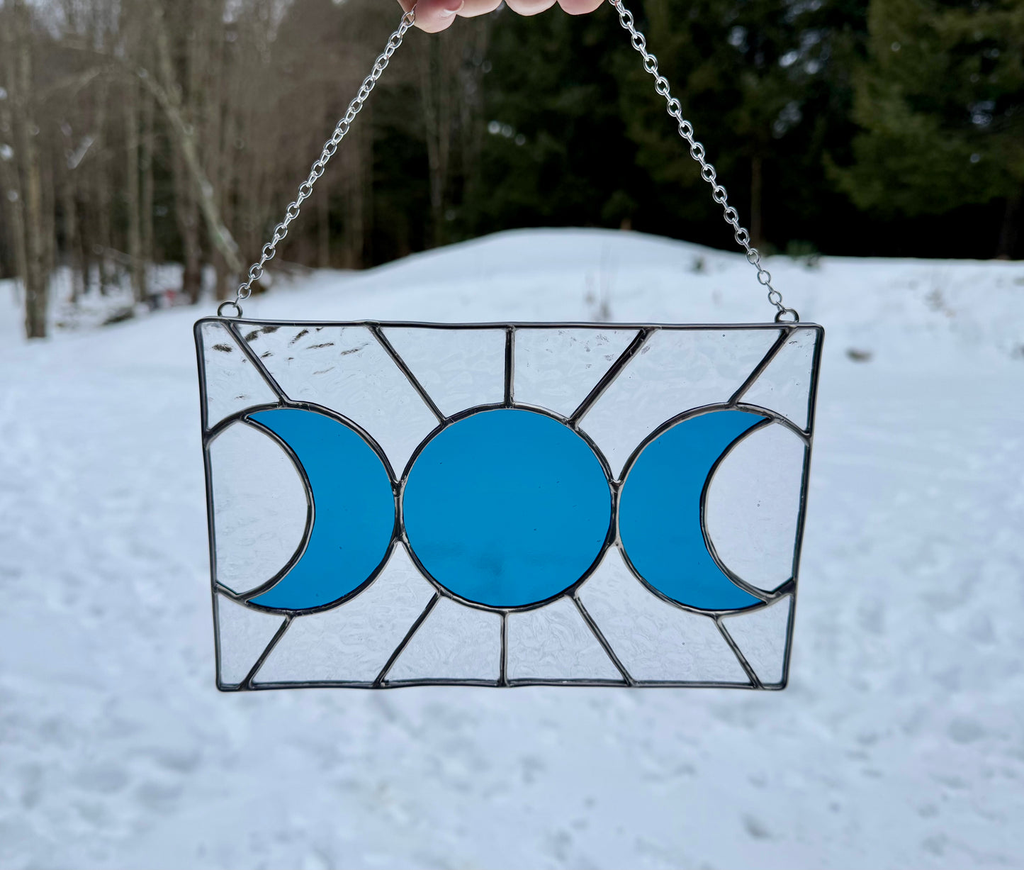 Triple Moon Stained Glass Window Hanging by The Fickle Hare