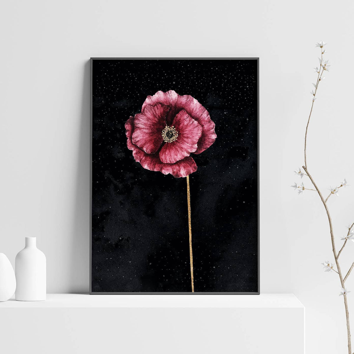 Poppy Flower Art Print - Celestial Witchy Flower Decor by The Flow Design