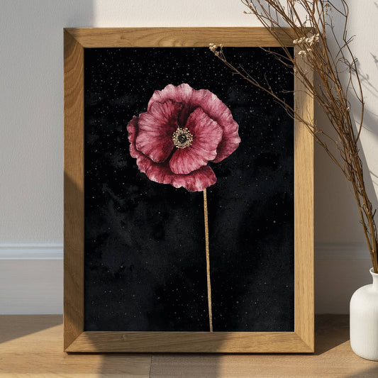 Poppy Flower Art Print - Celestial Witchy Flower Decor by The Flow Design