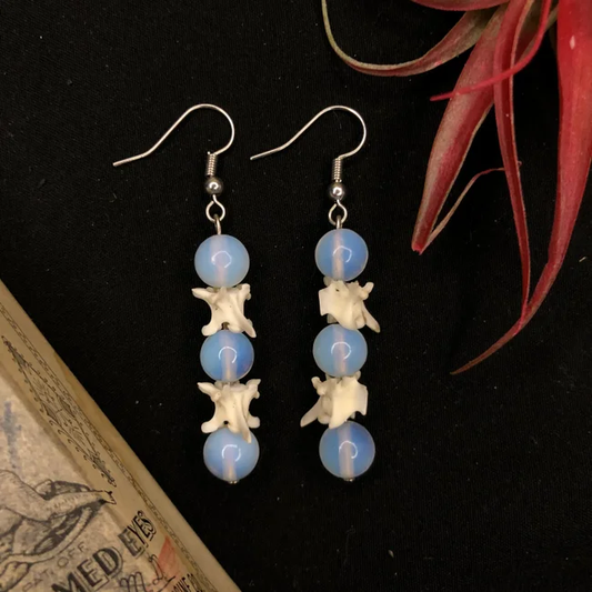 Vertebrae Gem Earrings by Osteal Blossoms