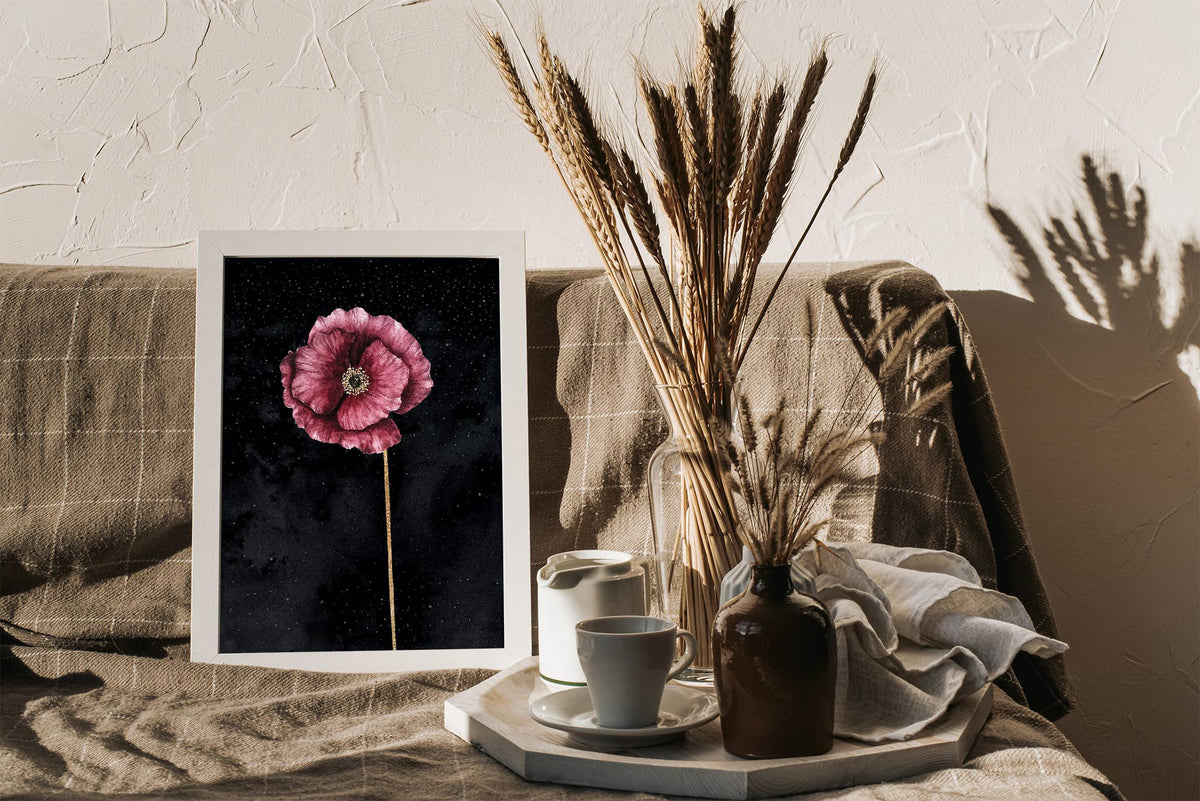 Poppy Flower Art Print - Celestial Witchy Flower Decor by The Flow Design